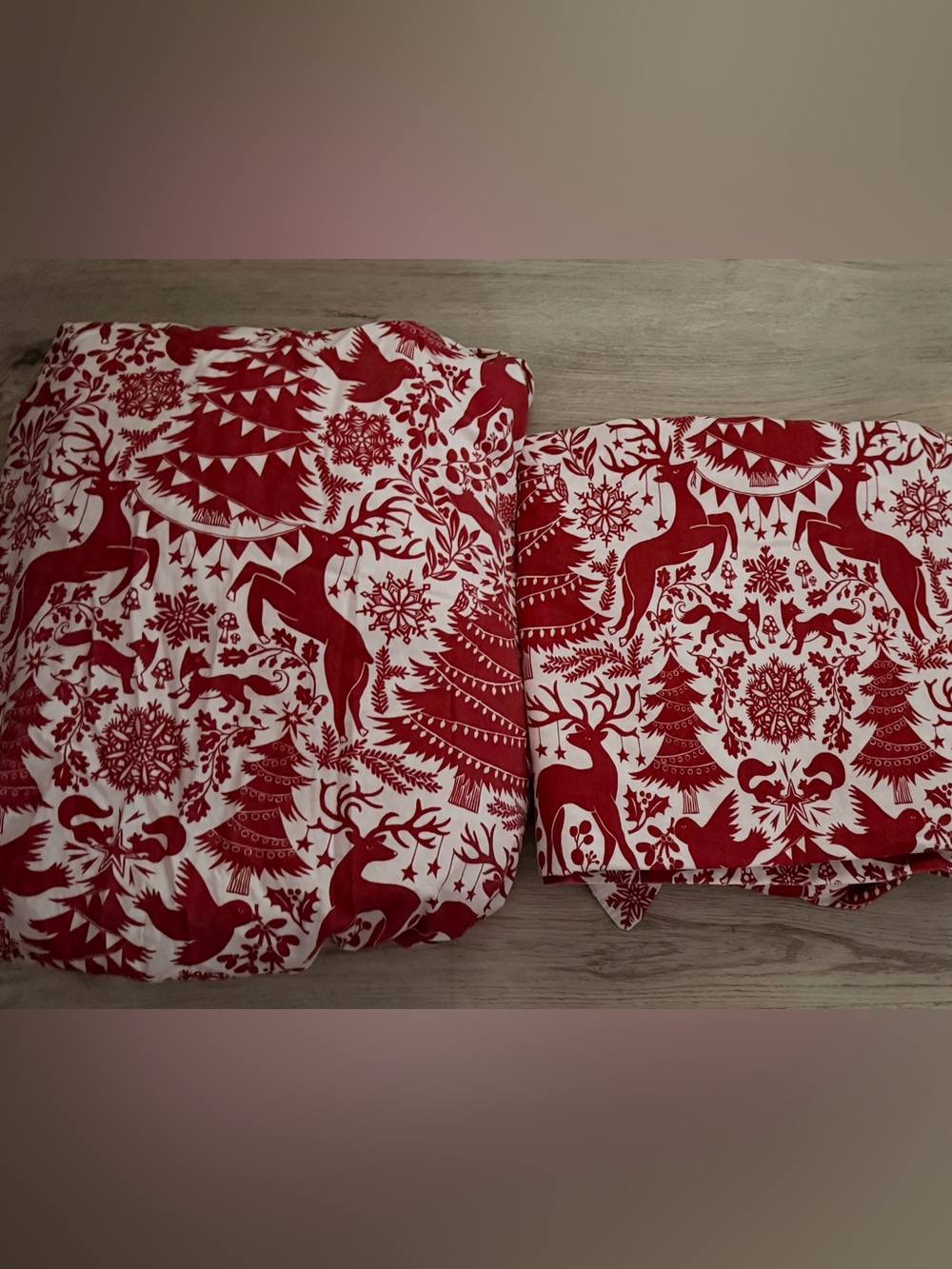 Pottery Barn Organic Christmas Nordic Queen Fitted & Flat Sheet